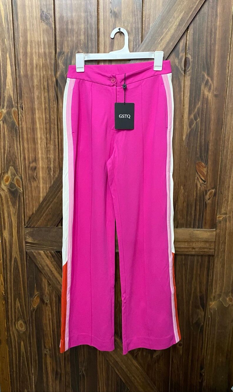 GSTQ Striped Wide Leg Pants Pink Women’s Sz 4